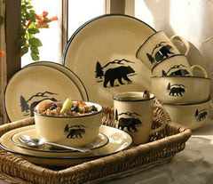 Black Bear Silhoutte Dinnerware Set -16 pcs